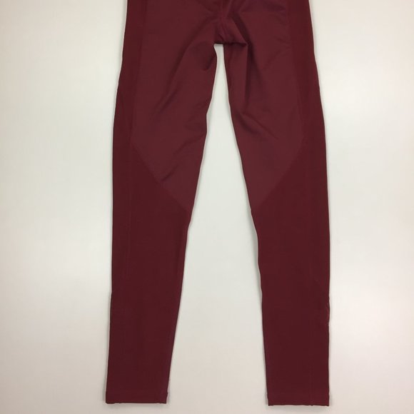 FREE PEOPLE MOVEMENT Maroon Sheer Mesh Inserts Pull On Leggings Pants - Picture 11 of 12